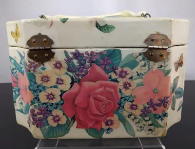 VTG Pollydot Wooden Bird Purse Signed 3D Decoupage Folk Art Handpainted  Floral | eBay