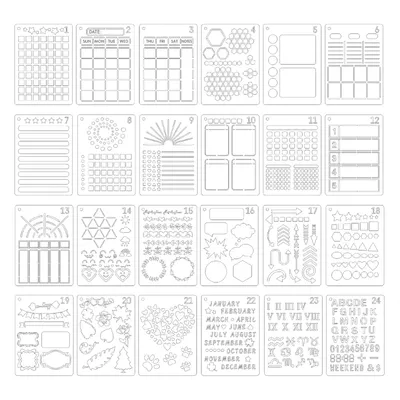 Трафареты для ежедневника, 24 упаковки, многоразовые трафареты для блокнота  A5 и большинства журналов, в комплект входят трафареты для букв, цифры |  AliExpress