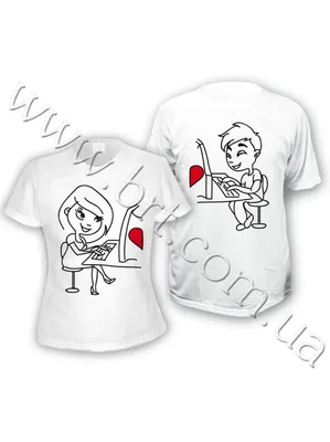 Парные футболки для двоих с сердцами, прикольные парные футболки для  влюбленных с принтами — цена 690 грн в каталоге Футболки ✓ Купить женские  вещи по доступной цене на Шафе | Украина #88884594