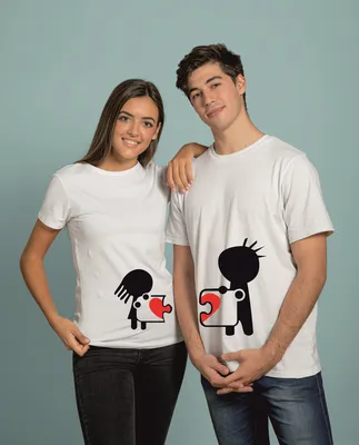 Именной комплект прикольных парных футболок с принтом «Свадебное сердце» |  Долина Подарков