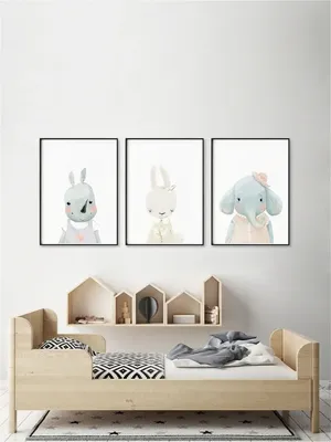 Постеры в детскую комнату набор с животными \"Лесные зверята\" из 4 шт из  серии про зверят. в магазине «Ребятки и Зверятки» на Ламбада-маркете
