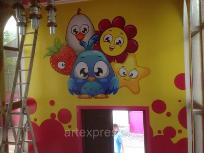 Современная роспись и оформление стен в детском саду