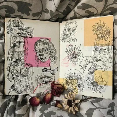 Рисунки в скетчбуке | Art journal inspiration, Gcse art sketchbook, Book art