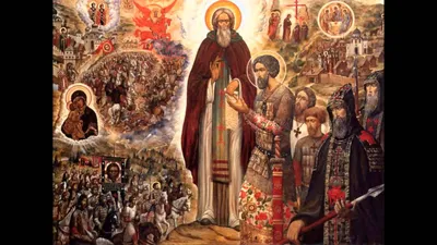 Купить икону Сергий Радонежский благословляет Дмитрия Донского на  Куликовскую битву. Икона на холсте.
