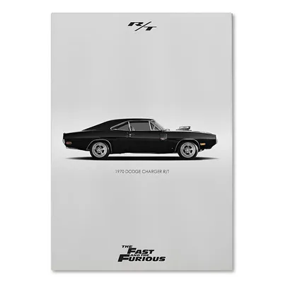 1970 Black Dodge Charger R/T The Fast and Furious Minimalist Wall Art –  Aesthetic Wall Decor