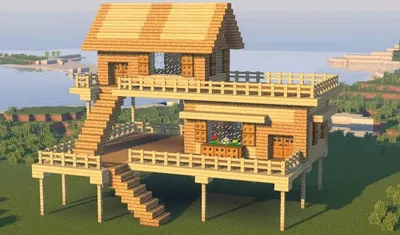 Дубовый дом на сваях в Майнкрафт - VScraft