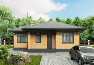 артикул КО-891 Одноэтажный дом с навесом (площадь134 м²) all-proekt