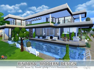 Дом с современным дизайном от autaki для Симс 4 » The Sims - всё для игр  Sims 5, Sims 4, Sims 3, sims 2, sims