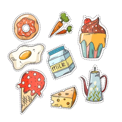 набор посуды для еды иконки в мультяшном стиле PNG , посуда, ешь, икона PNG  картинки и пнг рисунок для бесплатной загрузки