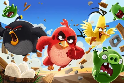 Виниловая наклейка \"Синие птицы Angry Birds\"