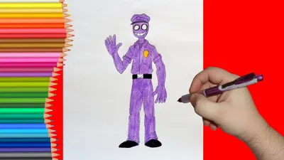 How to draw Purple Guy, FNaF, Как нарисовать Фиолетового парня, ФНаФ -  YouTube