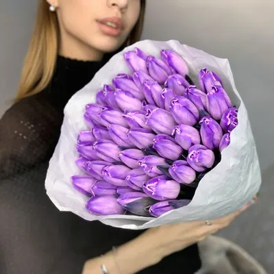 51 фиолетовый тюльпан • Доставка цветов в Москве и МО