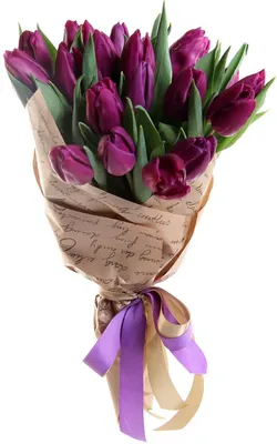 Букет из фиолетовых тюльпанов 25 шт - Арт. 990