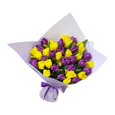 Букет 25 фиолетовых тюльпанов | доставка по Москве и области
