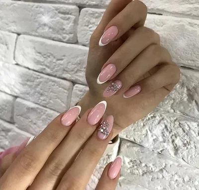 Накладные ногти Kitty Nail, френч со стразами, форма балерина, длинные, 24  шт - купити за найкращою ціною в Україні ➤ KittyShop.com.ua