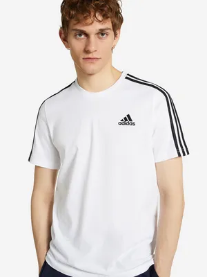 Футболка мужская adidas Essentials белый/черный цвет — купить за 2199 руб.  со скидкой 50 %, отзывы в интернет-магазине Спортмастер