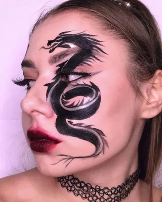 Аквагрим Дракон: рисунки Дракончика на лице | Макияж на хэллоуин, Идеи  макияжа, Сумасшедший макияж глаз