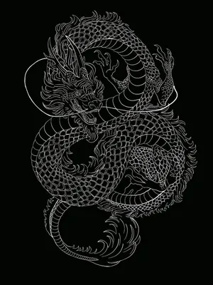Японский дракон для печати на бумаге и для дизайна татуировки Иллюстрация  вектора - иллюстрации насчитывающей цвет, бой: 134502585