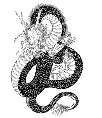 Японский дракон нарисованный карандашом» — создано в Шедевруме