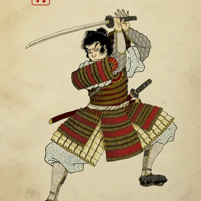 Японский костюм самураев женщины все стоит, держа в руках меч. Иллюстрация  штока - иллюстрации насчитывающей япония, удерживание: 193729085