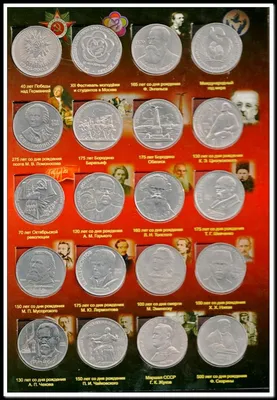 Альбом малый для Юбилейных монет СССР с 1965 по 1991г. с изображениями монет.  Цвет синий