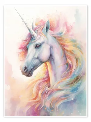 Magical Unicorn from the Rainbow Land print by Dolphins DreamDesign |  Posterlounge
