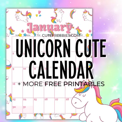 Cute Unicorn 2024 Calendar – Free Printable! - Cute Freebies For You