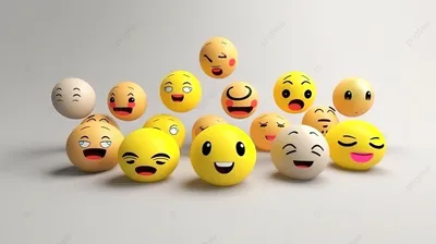 3d визуализированные смайлики Emoji с надписью привет на них, улыбающееся  лицо, смайлик, счастливый смайлик фон картинки и Фото для бесплатной  загрузки