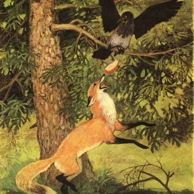 Детские рисунки к басне ворона и лисица - 91 фото