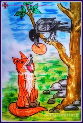 Иллюстрация к произведению крылова ворона и лисица (49 фото) » Рисунки для  срисовки и не только