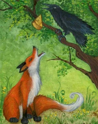 Рисунки карандашом \"Ворона и лисица\" (21 фото) 🔥 Прикольные картинки и юмор