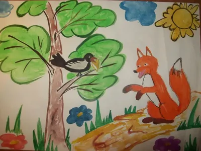 Лисица и ворона рисунок карандашом - 76 фото
