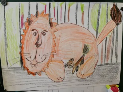 Рисунок лев и собачка для учеников 3 класса. Легкие срисовки.