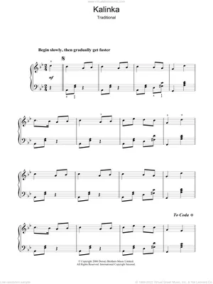 Kalinka – Iván Lariónov Kalinka - Russian Folk Song Sheet music for Piano  (Solo) Easy | Musescore.com