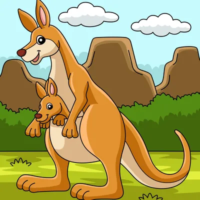 Крутой мультяшный кенгуру коврик для животных - TenStickers