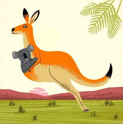 мультяшный мультяшный кенгуру с кругом на заднем плане вектор PNG , кенгуру,  наклейка, мультфильм PNG картинки и пнг рисунок для бесплатной загрузки