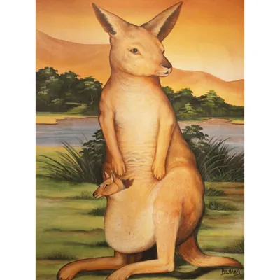 Минималистичный мультяшный кенгуру | Премиум Фото