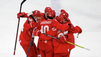 Матч по хоккею Россия - Дания: видео