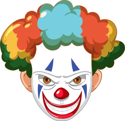 Жуткое Лицо Клоуна На Белом Фоне — стоковая векторная графика и другие  изображения на тему Клоун - Клоун, Зло, Антропоморфный смайлик - iStock