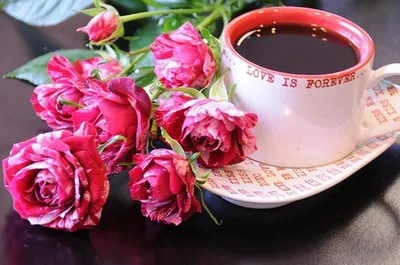 Картина по номерам \"Кофе и роза\"