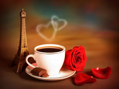 Чашка кофе и розовые розы на белом фоне | Премиум Фото