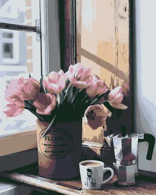 тюльпаны. эстетика цветы | Тюльпаны, Чашка кофе, Кофе