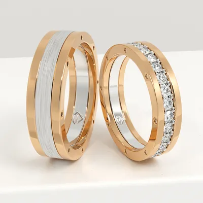 Обручальные парные кольца из желтого золота 585 пробы (177) – по цене от  303 265 ₽ на заказ в Москве, Санкт-Петербурге