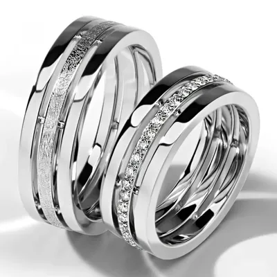 Парные обручальные кольца из Белого Золота 585 пробы купить в  apsen-diamond.com.ua