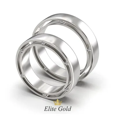 Обручальные кольца с бриллиантовой дорожкой в торце на заказ из белого и  желтого золота, серебра, платины или своего металла