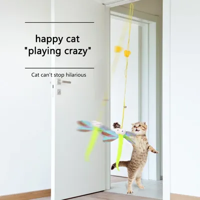 Игрушки с изображением кошек и перьев, выдвижная веревка, развлекательная  дверь, подвесная модель, Самостоятельная игра, стрелка для кошек,  игрушки-головоломки для домашних животных | AliExpress