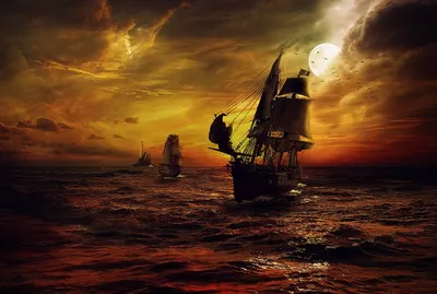 Пиратский корабль-призрак посреди темной ночи океана создано с помощью  генеративного ии | Премиум Фото