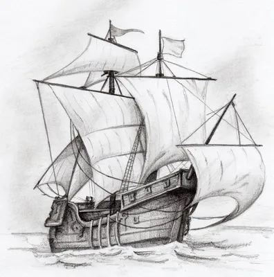 Рисунки парусника в море карандашом (58 фото) | Рисунок лодки, Парусник  рисунок, Парусники