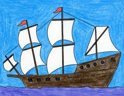 Картинка парусный корабль ❤ для срисовки