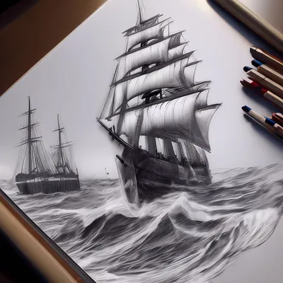 Как нарисовать пиратский корабль карандашом поэтапно